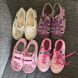 Four (4) pairs girls shoes size 10